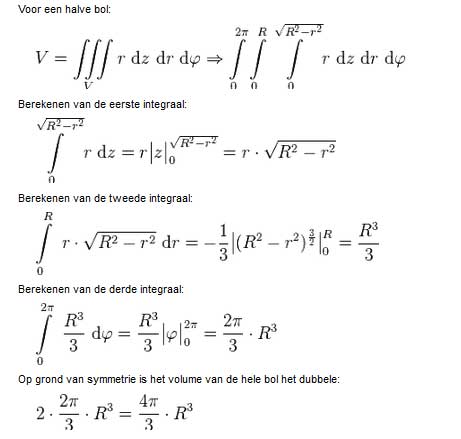 Inhoud van een bol op Wiskunde.net!