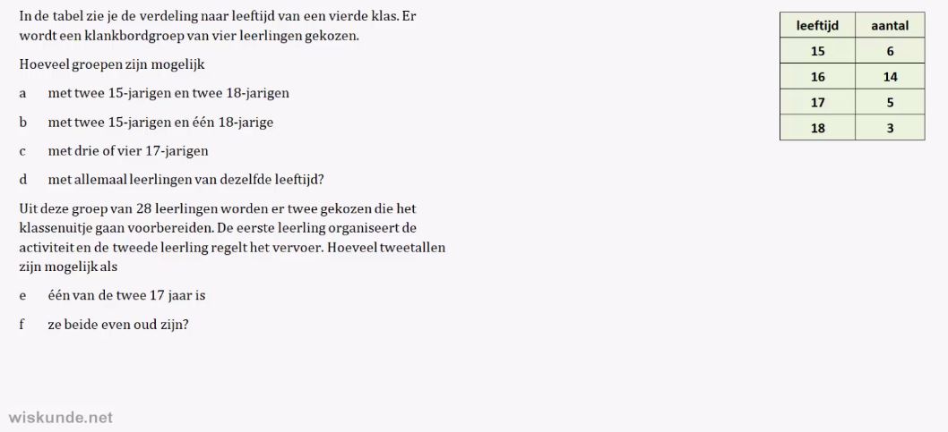 Permutaties en combinaties Opgave 28