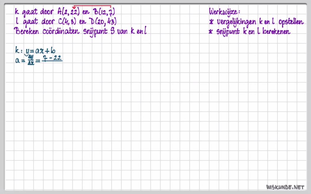Een lijn door twee gegeven punten Opgave 24