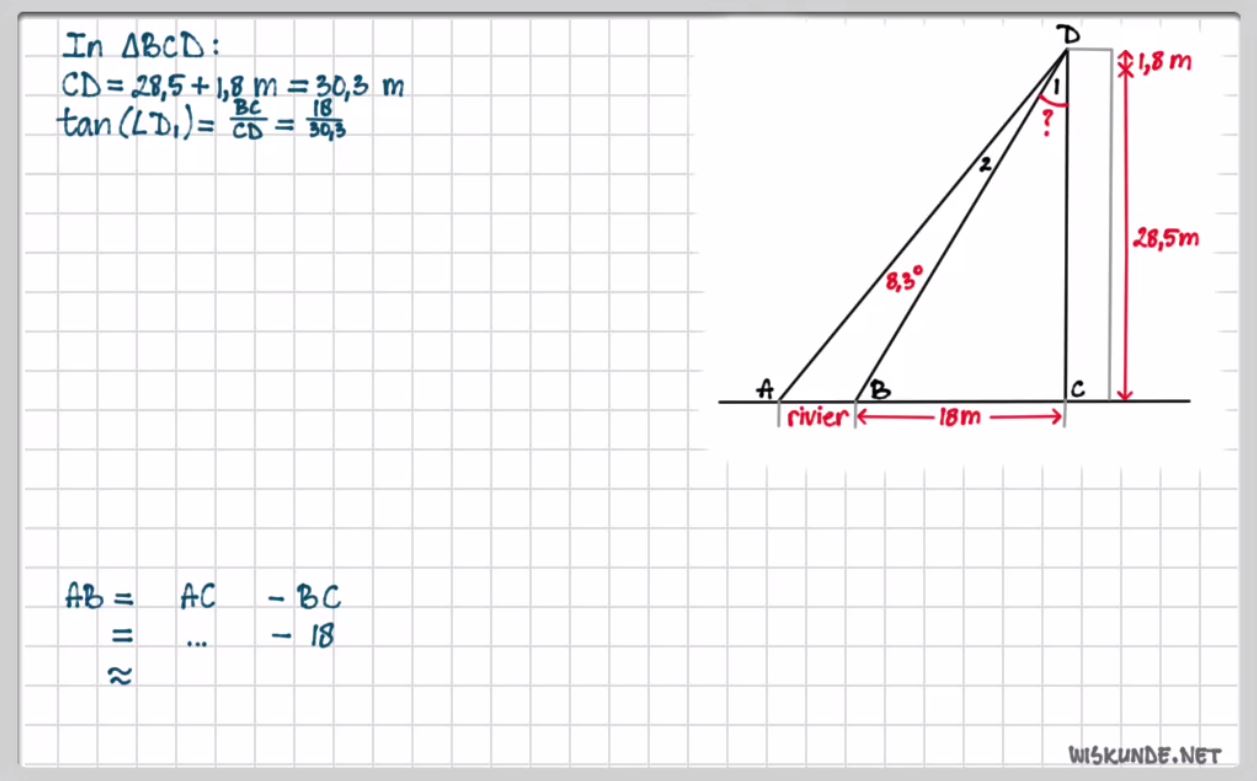 Berekeningen met de tangens Opgave 39