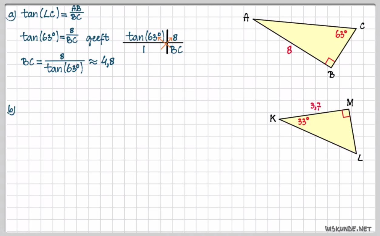Berekeningen met de tangens Opgave 32