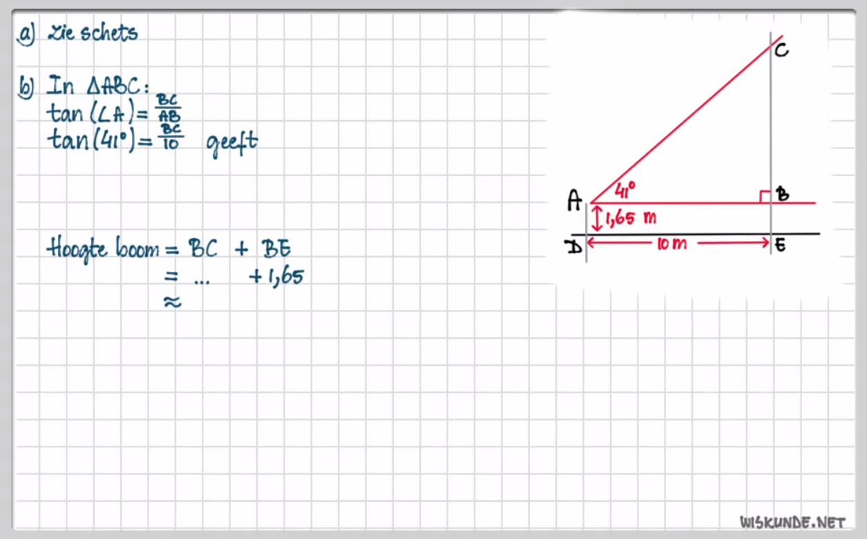 Berekeningen met de tangens Opgave 37