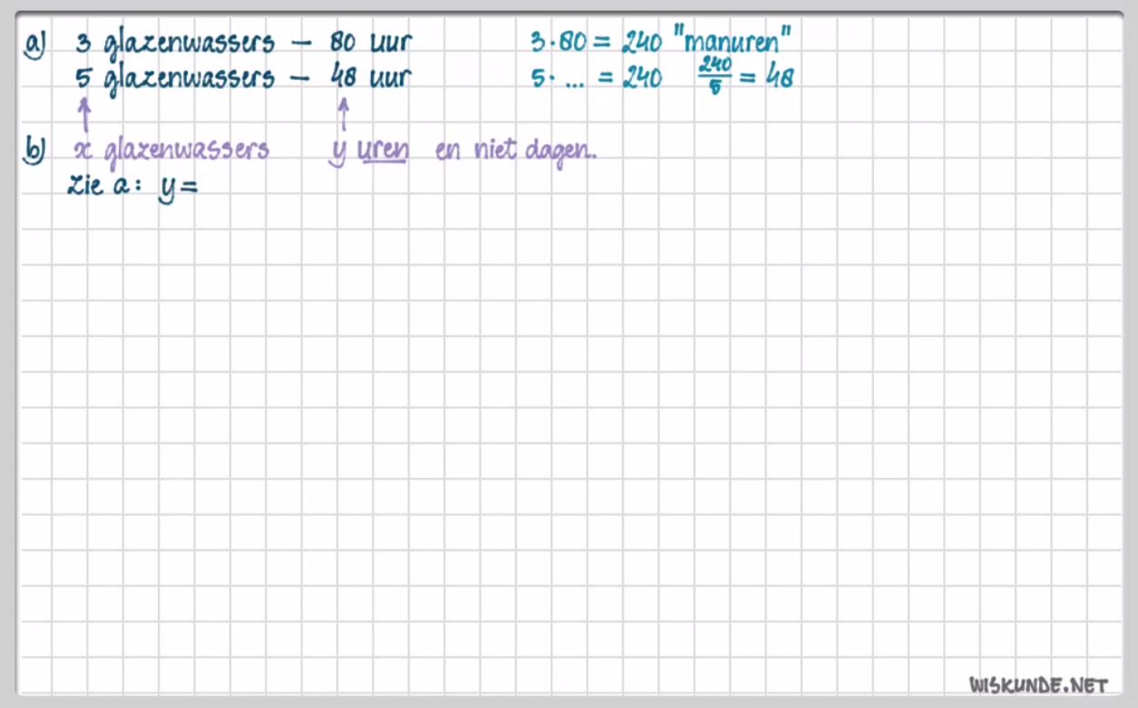 Omgekeerd evenredige verbanden Opgave 68