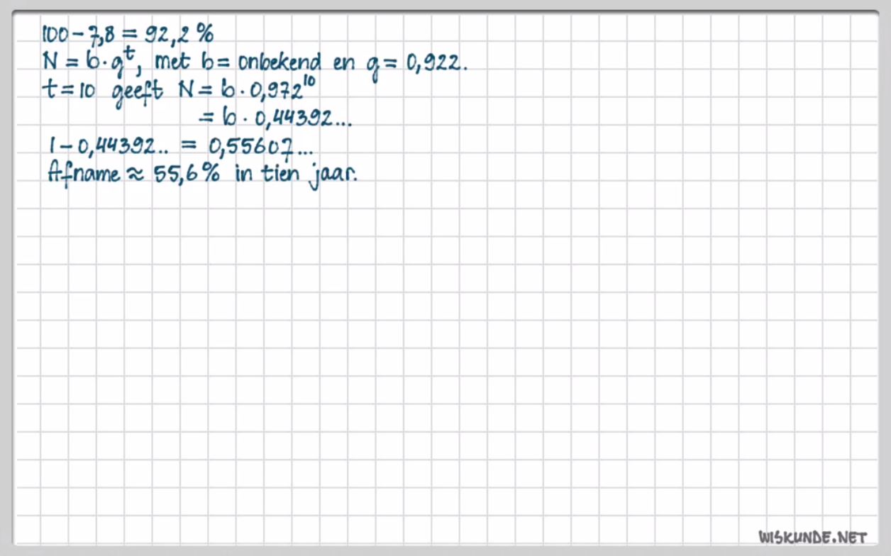 Exponenti&euml;le groei Opgave 20