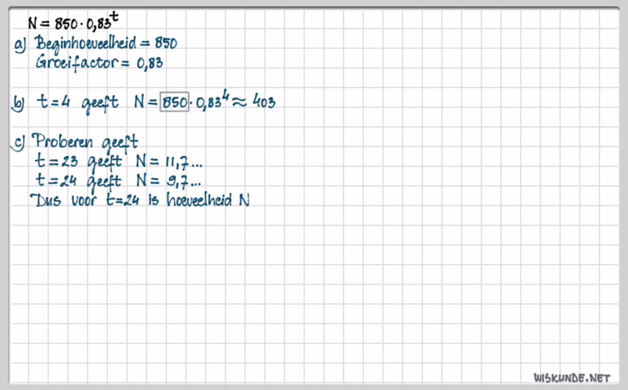 Exponenti&euml;le groei Opgave 10