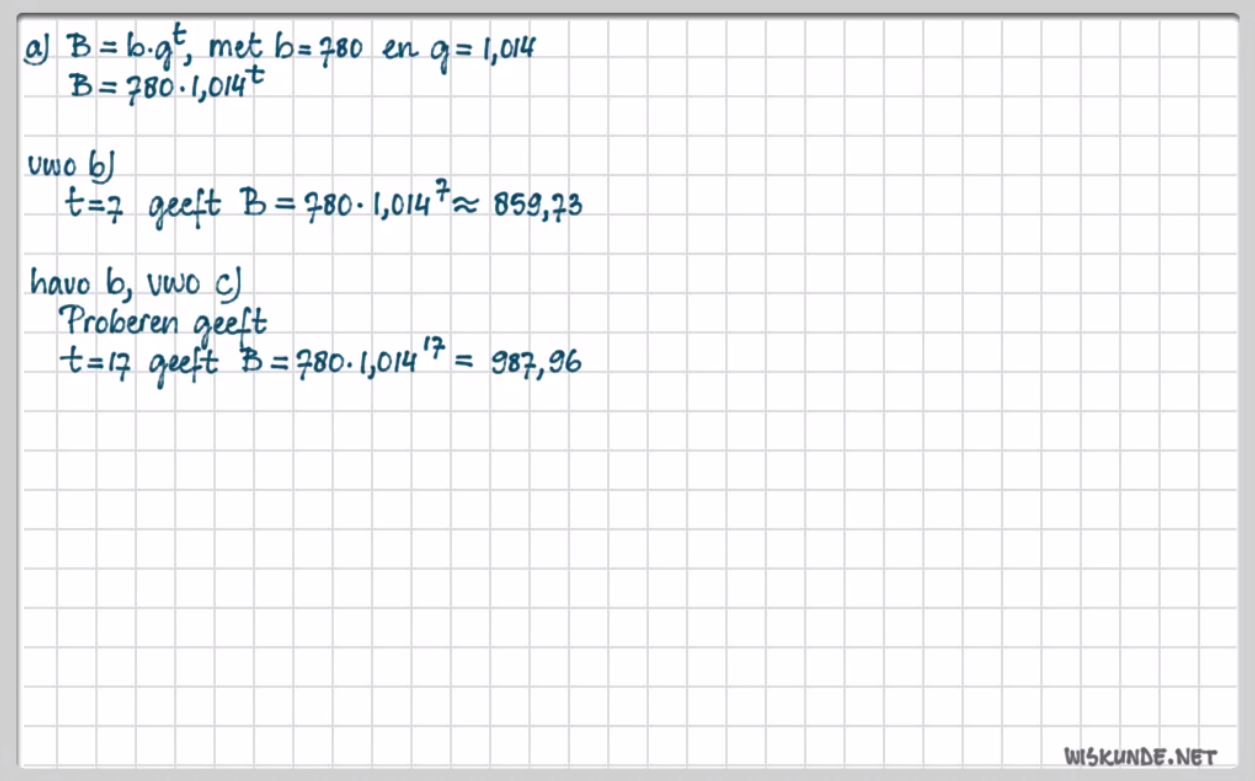Exponenti&euml;le groei Opgave 16