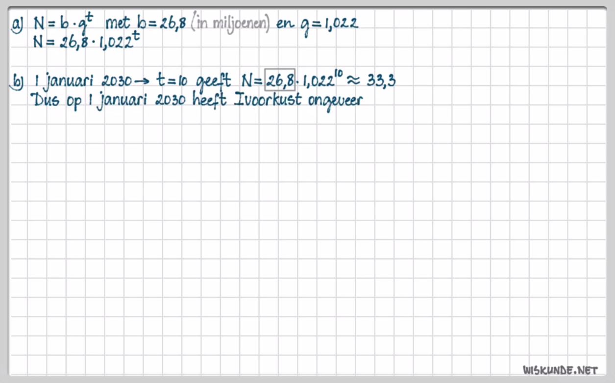 Exponenti&euml;le groei Opgave 4
