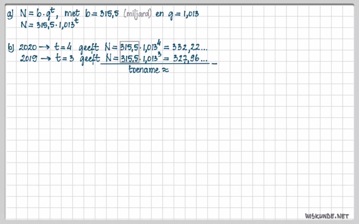 Exponenti&euml;le groei Opgave 7