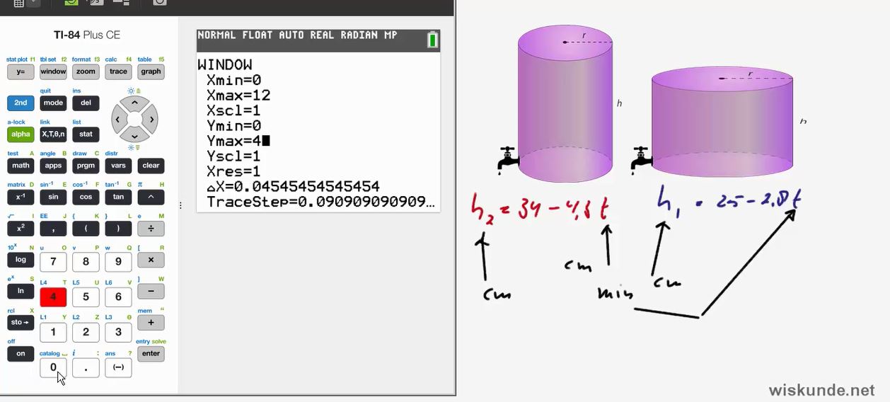 Formule op de grafische rekenmachine opgave 5