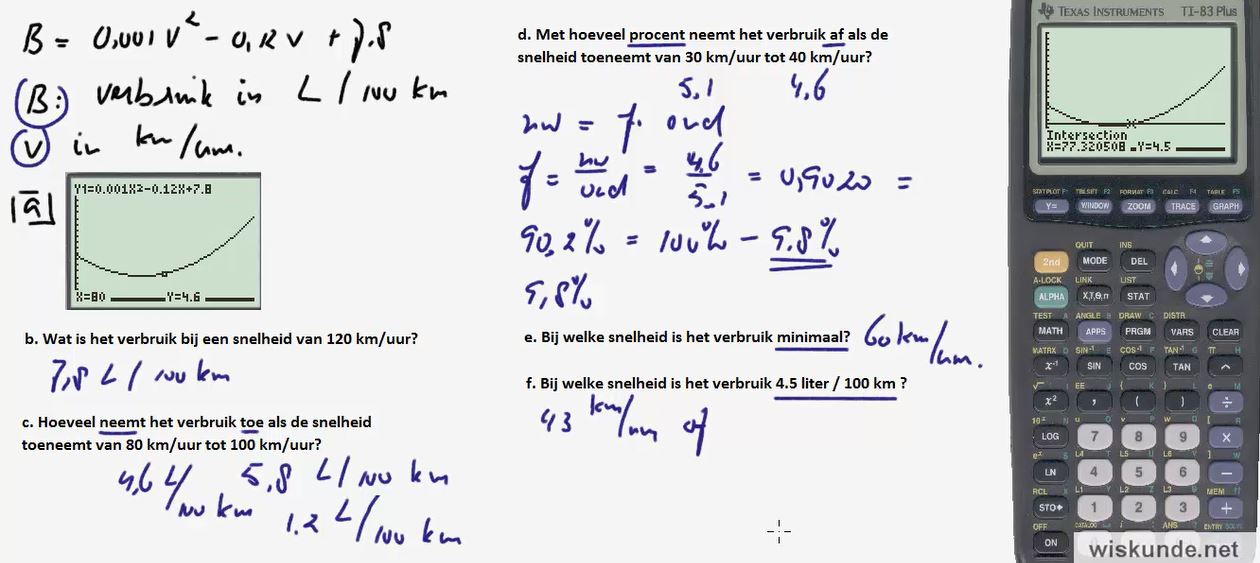 Formule op de grafische rekenmachine opgave 11