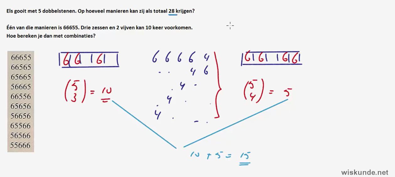 Combinaties toepassen Opgave 58