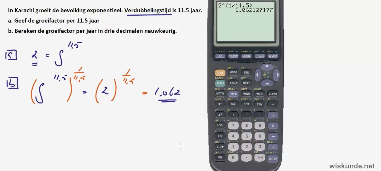 Verdubbelingstijden en halveringstijden opgave 35