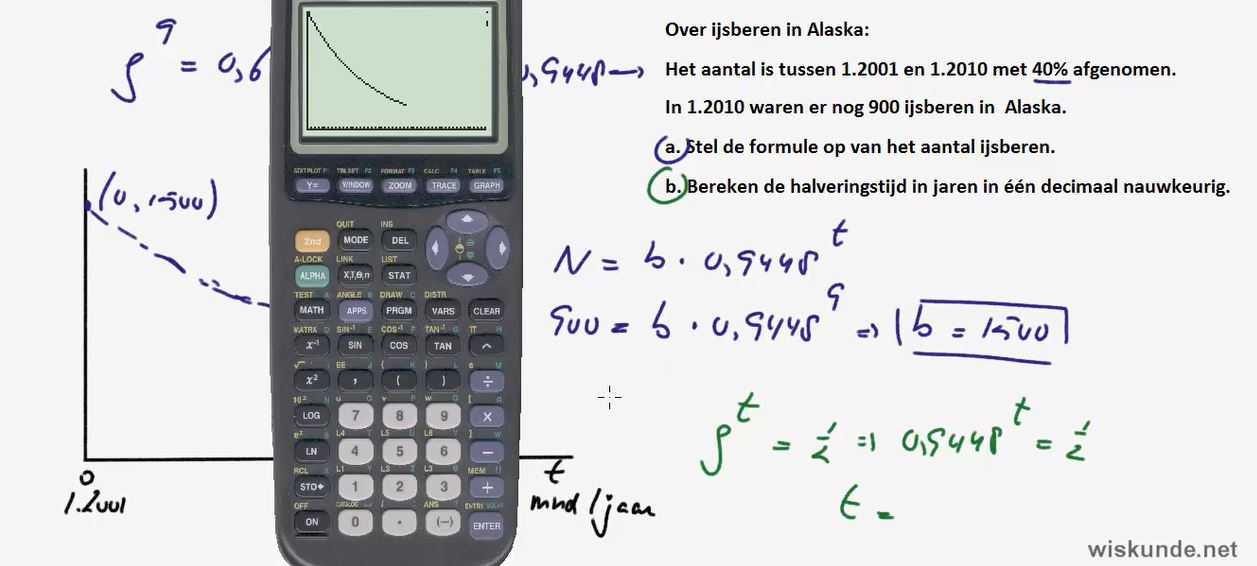 Verdubbelingstijden en halveringstijden opgave 41
