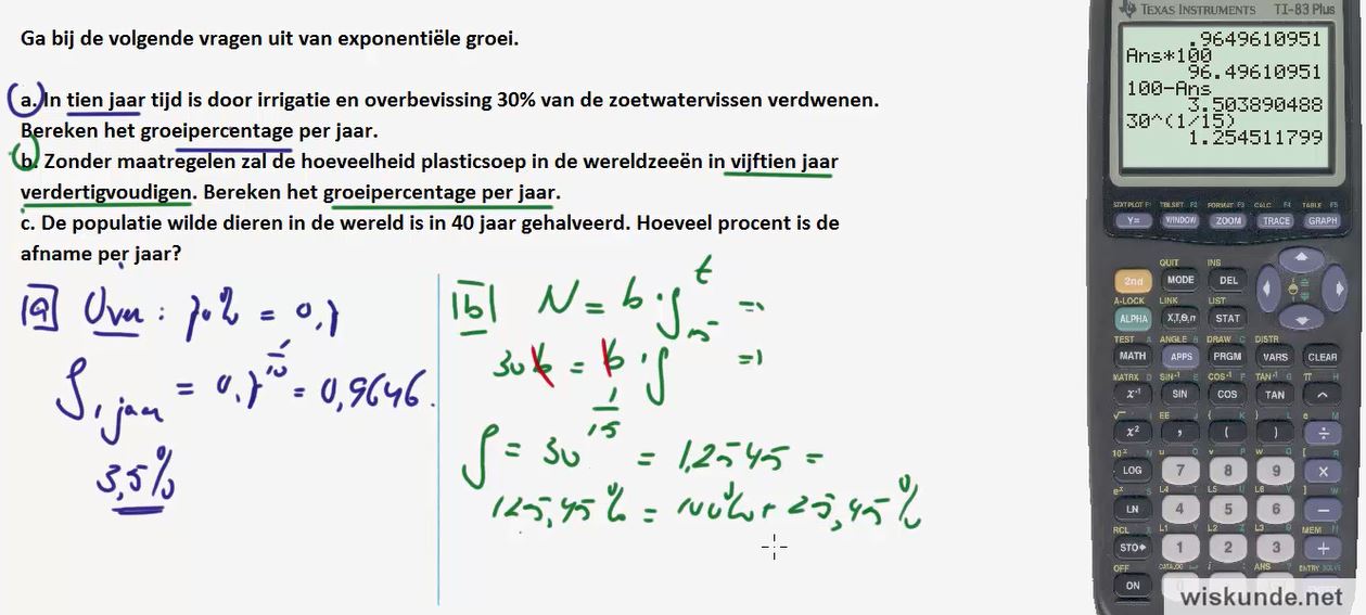 Exponentiele groeiformules Opgave 24
