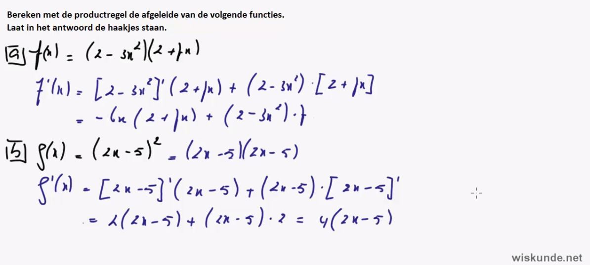 Toepassingen van de afgeleide opgave 56