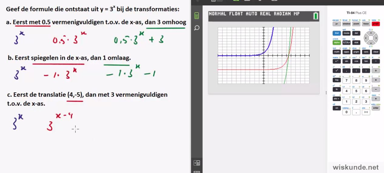 De standaardfunctie  f(x) =  g<sup>x</sup> Opgave 51