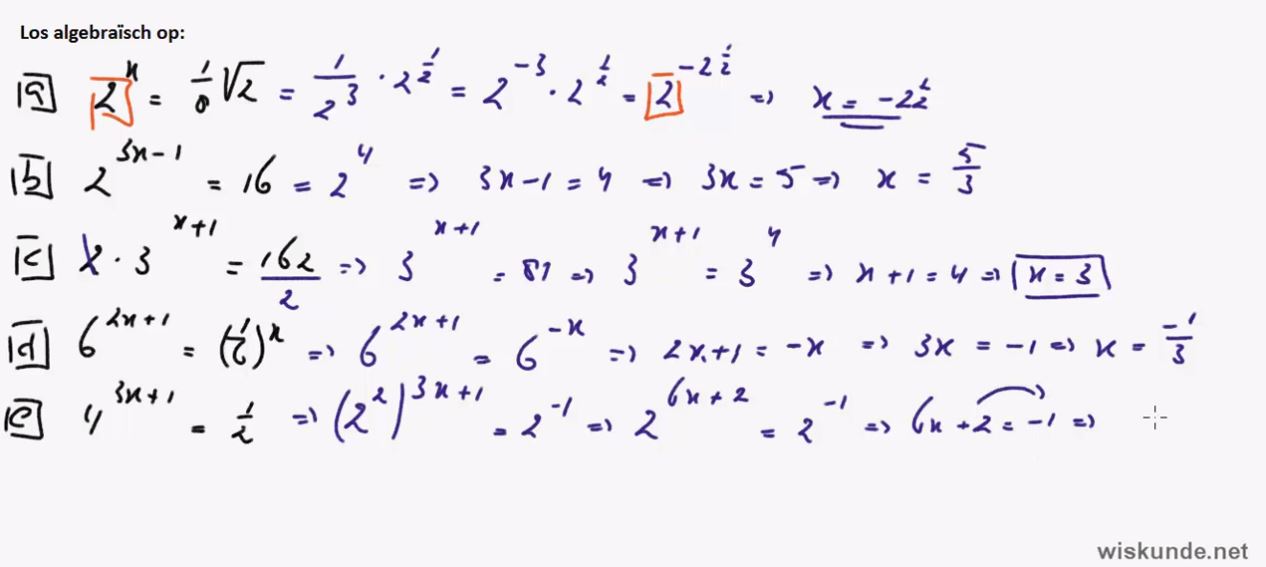 De standaardfunctie  f(x) =  g<sup>x</sup> Opgave 57