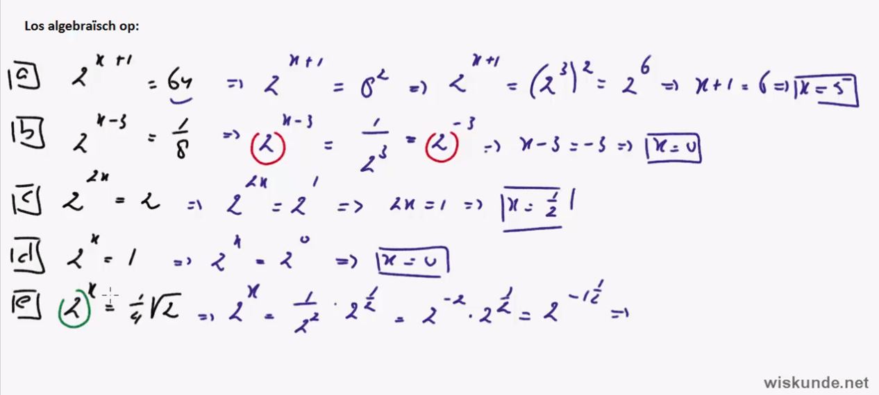 De standaardfunctie  f(x) =  g<sup>x</sup> Opgave 58