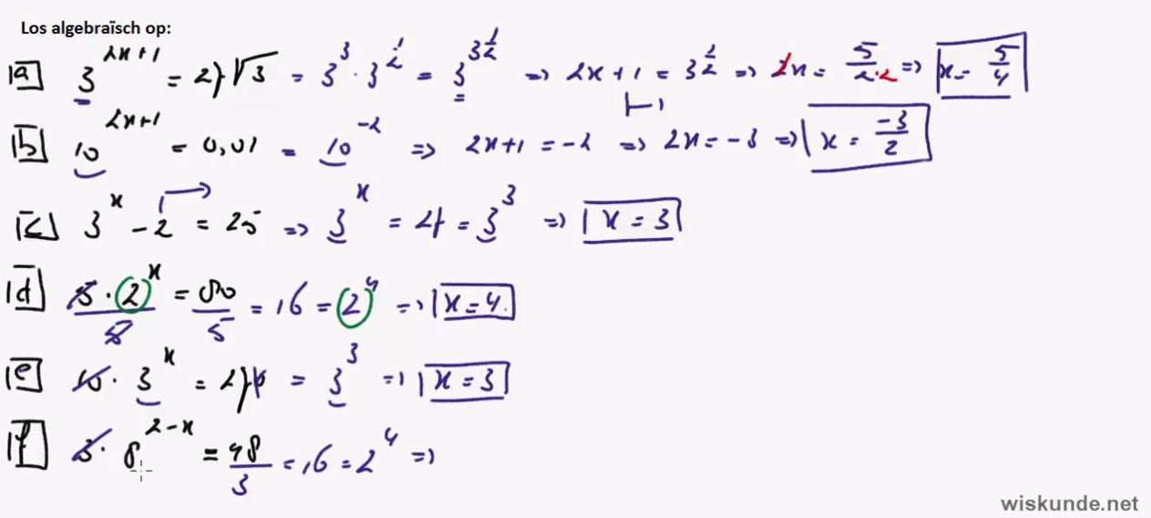 De standaardfunctie  f(x) =  g<sup>x</sup> Opgave 59