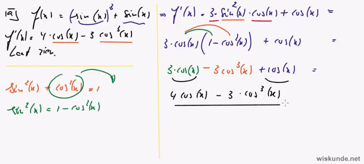 Goniometrische functies differentieren opgave 79
