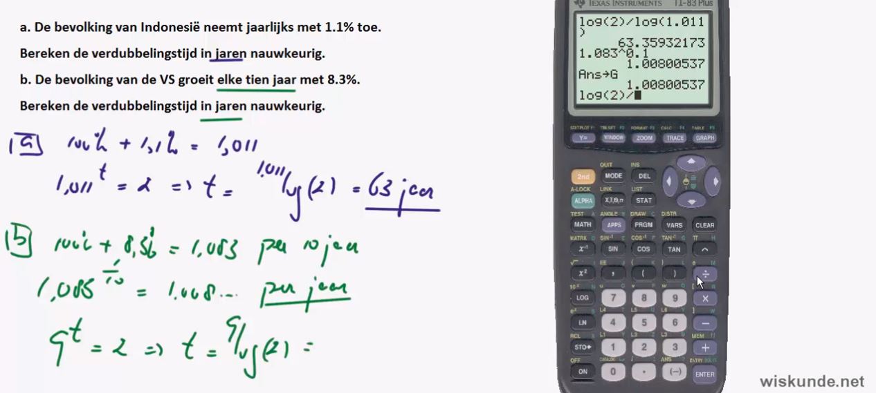 Exponentiele en logaritmische formules opgave 42