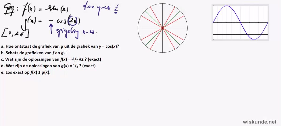 Goniometrische formules bij vergelijkingen en herleidingen opgave 6