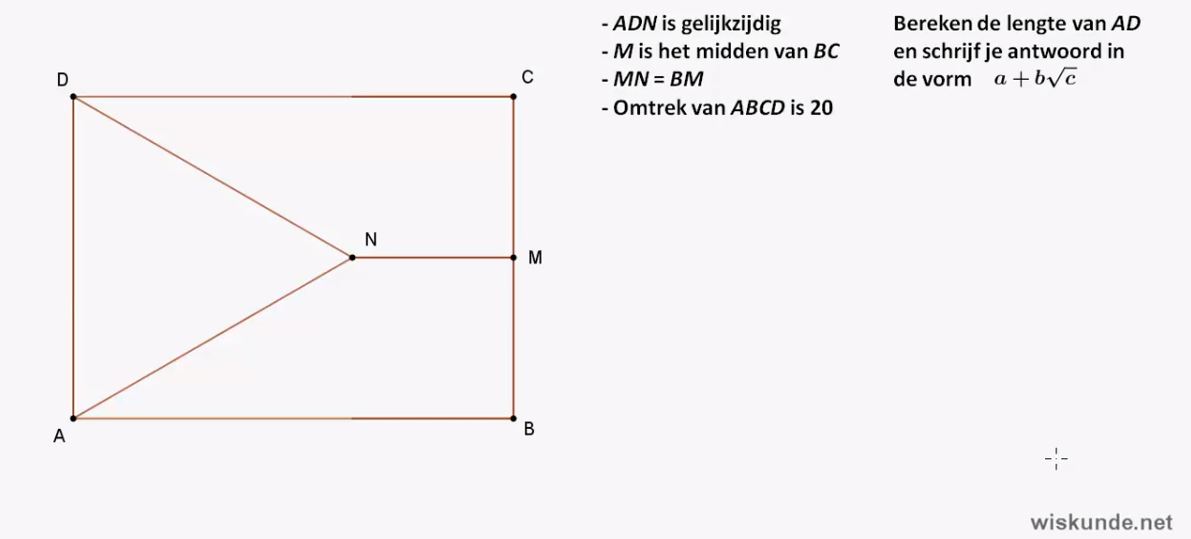 Vergelijkingen bij meetkundige figuren Opgave 4