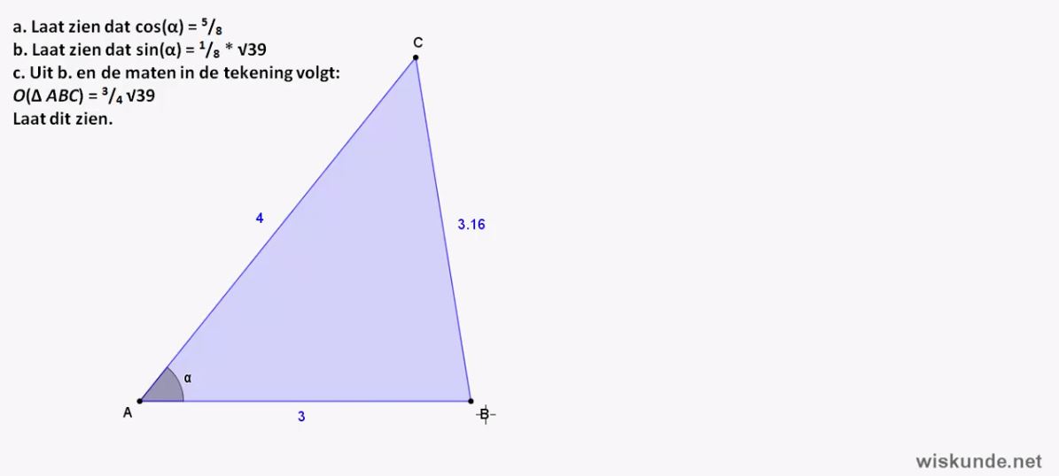 Vergelijkingen bij meetkundige figuren Opgave 14