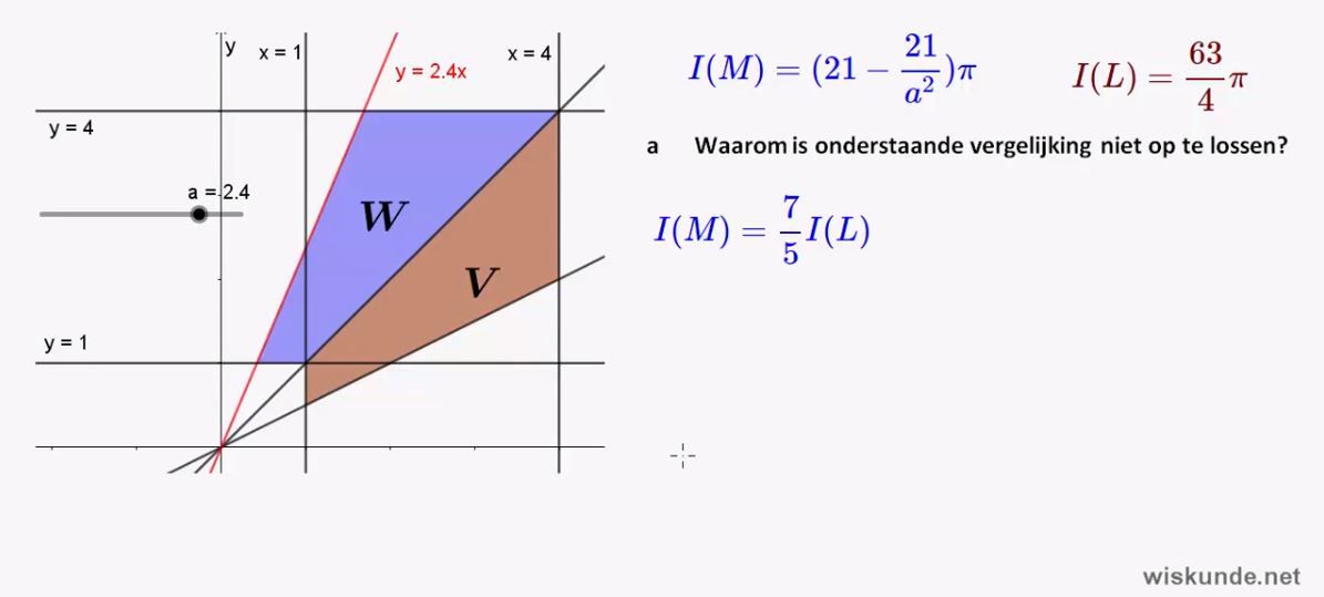 Integralen bij oppervlakte en inhoud opgave 68