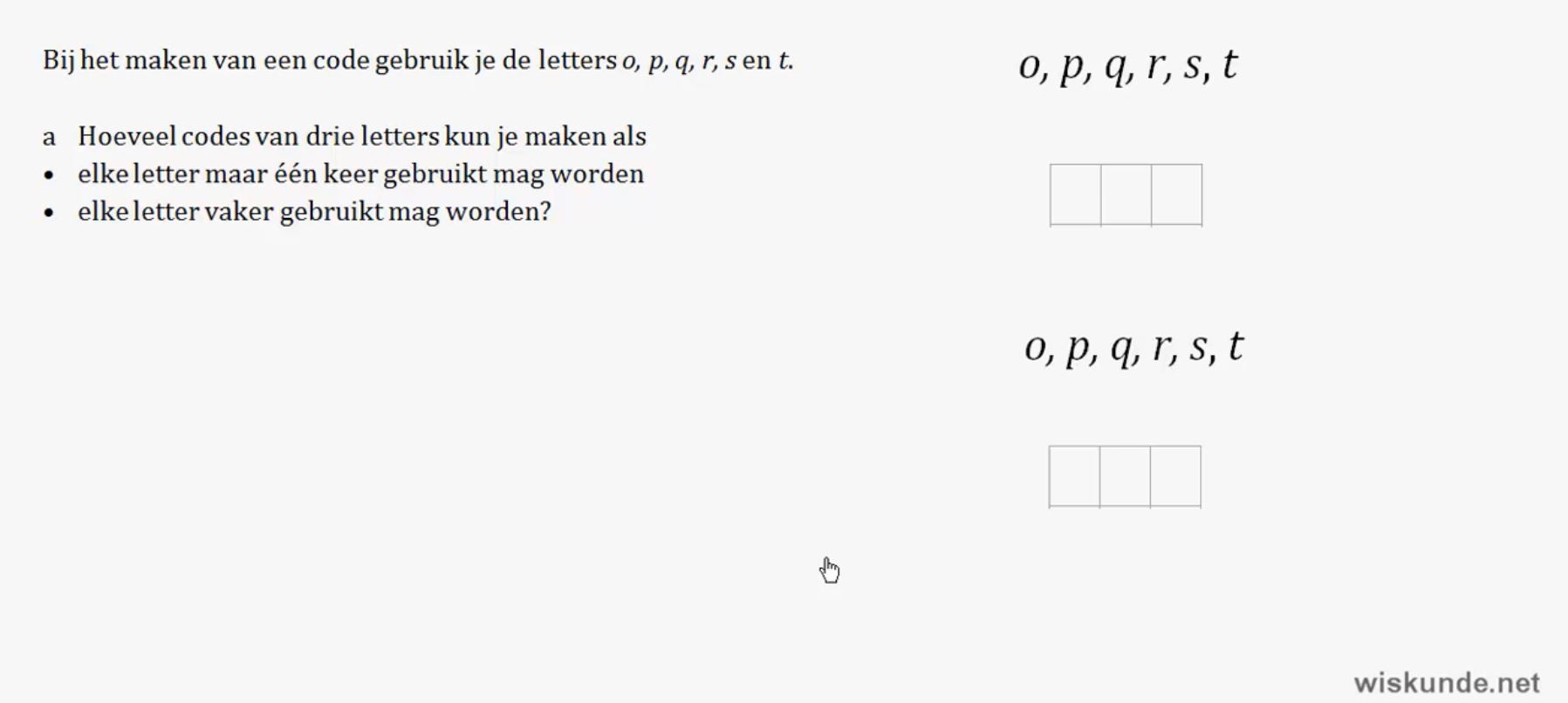 Tellen met en zonder herhaling Opgave 29