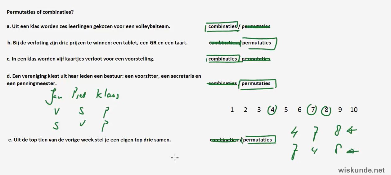 Permutaties en combinaties Opgave 42