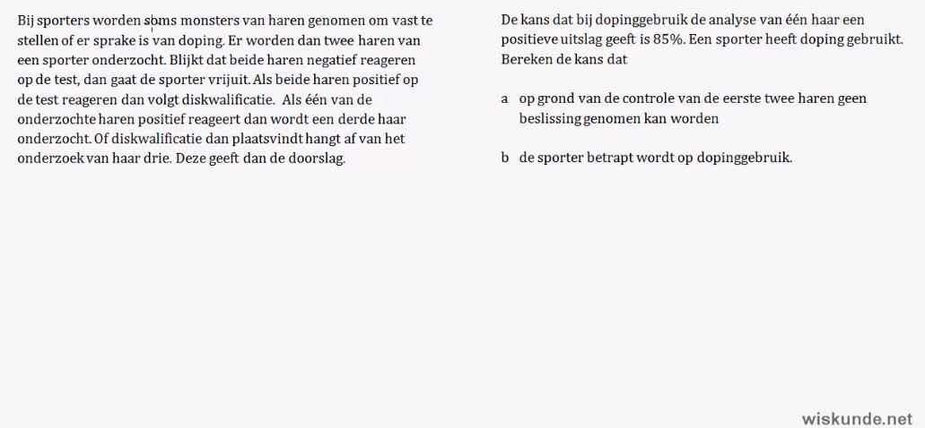 Het herhalen van kansexperimenten Opgave 74