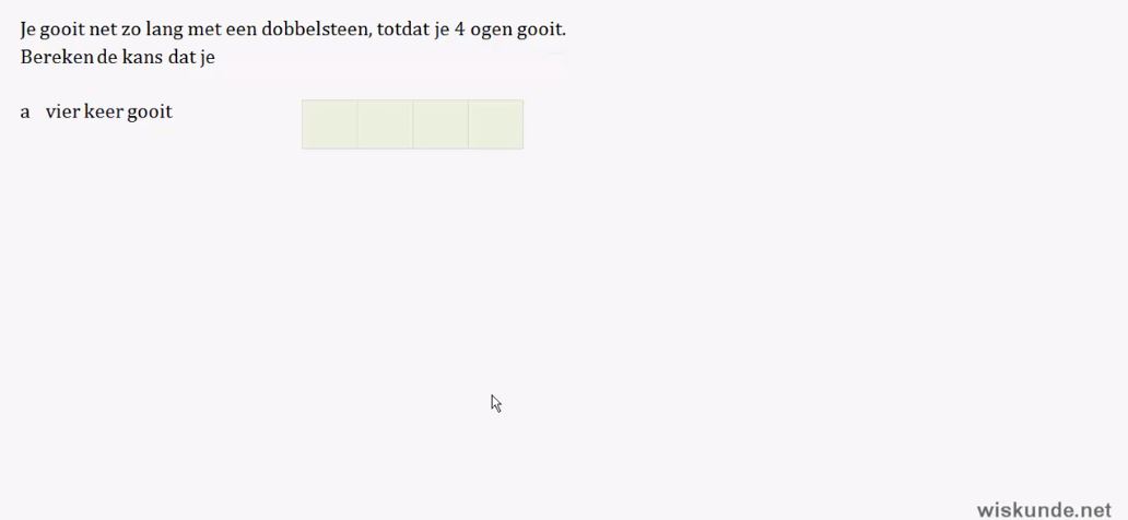 Het herhalen van kansexperimenten Opgave 75