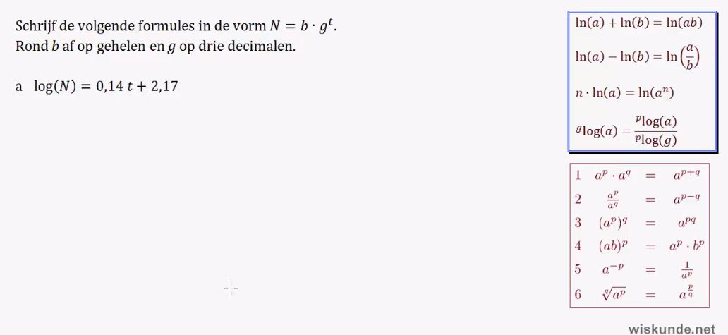Omvormen van formules met exponenten en logaritmen Opgave 62