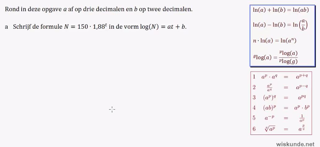 Omvormen van formules met exponenten en logaritmen Opgave 63