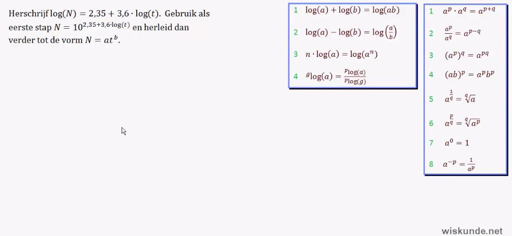 Omvormen van formules met exponenten en logaritmen Opgave 66