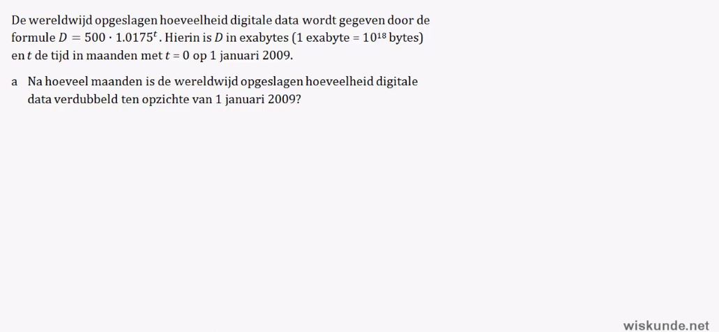 Exponentiële groei Opgave 15
