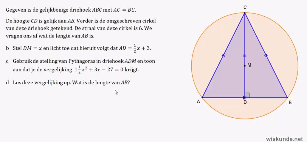 Vergelijkingen in de meetkunde opgave 59