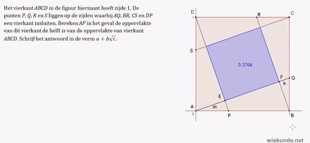 Vergelijkingen in de meetkunde opgave 65