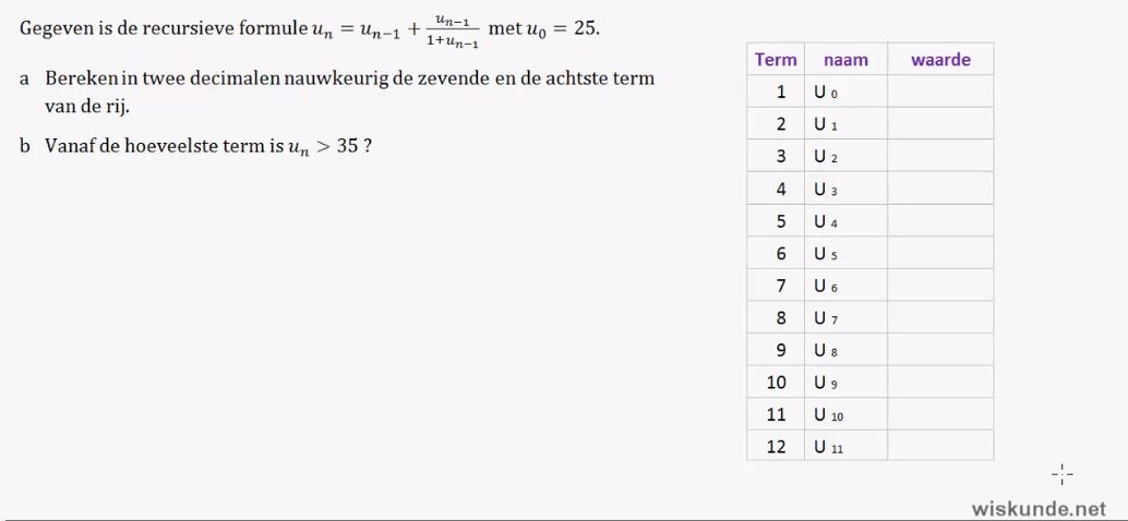 Recursieve en directe formules Opgave 4