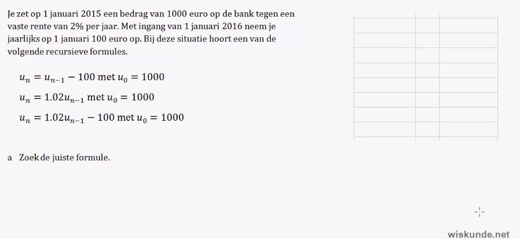 Recursieve en directe formules Opgave 12