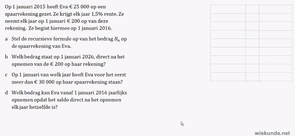 Recursieve en directe formules Opgave 14