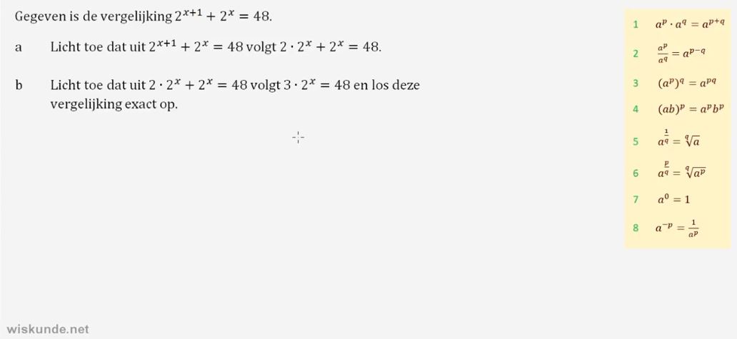 Exponentiële functies Opgave 62