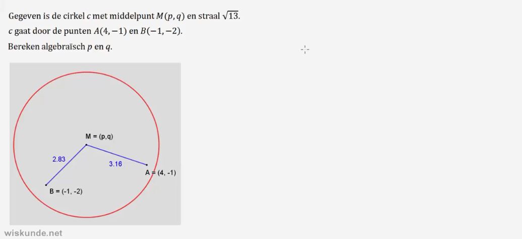 Cirkelvergelijkingen opgave 45