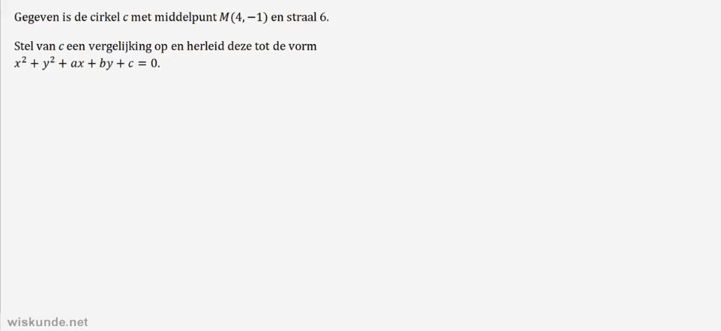 Cirkelvergelijkingen opgave 51