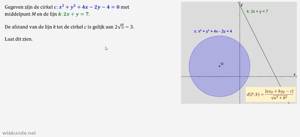 Afstanden en raaklijnen bij cirkels opgave 62