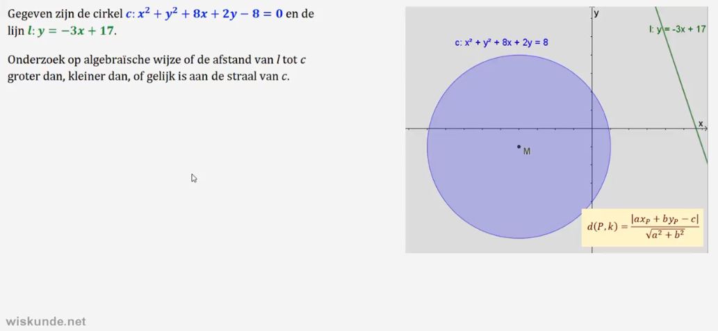 Afstanden en raaklijnen bij cirkels opgave 63
