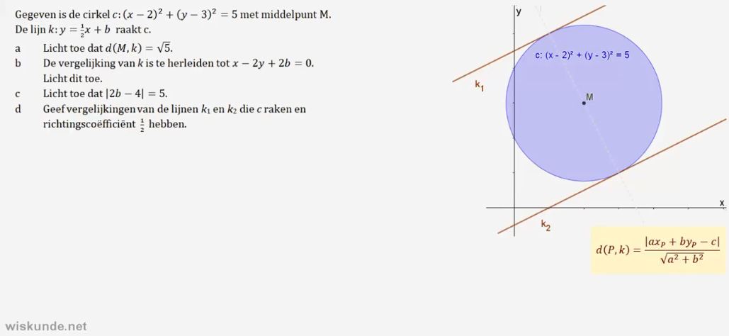 Afstanden en raaklijnen bij cirkels opgave 70