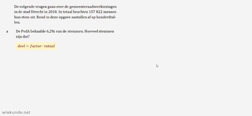 Rekenen met procenten en verhoudingen opgave 7