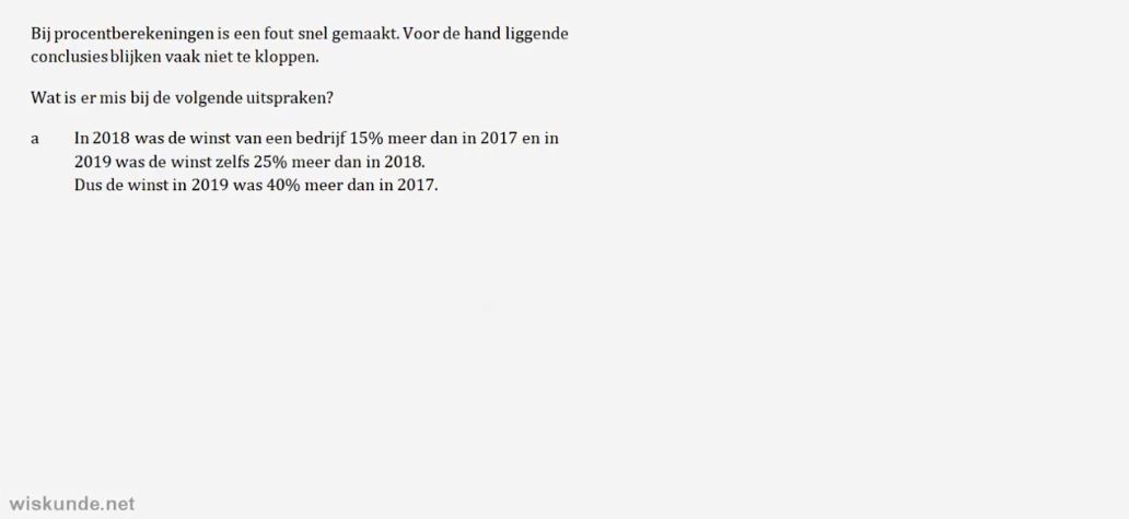 Rekenen met procenten en verhoudingen opgave 10